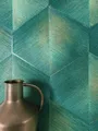 Newroom Vliestapete, Grün Tapete Modern 3D-Optik - Mustertapete Streifentapete Petrol Gold Grafisch Geometrisch Raute Linien für Wohnzimmer Schlafzimmer Küche, Mustertapete, Streifentapete