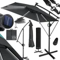 KESSER Ampelschirm Holly Sonnenschirm Rechteckig mit und ohne LED Solar inkl. Abdeckung + Windsicherung mit Kurbel Kurbel-Schirm mit Ständer UV-Schutz Aluminium Wasserabweisend Ø350cm Gartenschirm