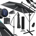 KESSER® Ampelschirm Holly Sonnenschirm Rechteckig mit und ohne LED Solar inkl. Abdeckung + Windsicherung mit Kurbel | Kurbel-Schirm mit Ständer UV-Schutz Aluminium Wasserabweisend Ø350cm Gartenschirm