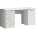 Schreibtisch - 145 x 60 cm - Weiß matt - 1 Tür - 4 Schubladen - Weiß