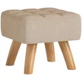 HOMCOM Sitzhocker Hocker quadratisch mit weichem Sitzkissen Holzbeinen Fußhocker mit Leinenoptik Polsterhocker Ottoman für Schlafzimmer, Wohnzimmer, Braun