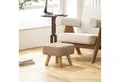 HOMCOM Fußhocker mit Leinenoptik, Holzbeine (Moderner Sitzhocker, 1 St., Polsterhocker), für Schlafzimmer, Wohnzimmer, Braun