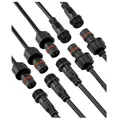 2 poliger Stecker 12V wasserdicht (5 Paar) IP65 Steckverbinder mit 16 AWG Kabel (20cm) Schraubbar für zuverlässigen Schutz