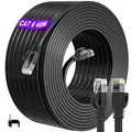 ikbc Lan Kabel 40 Meter, Cat 6 Ethernet kabel Flach 40m, High Speed Netzwerkkabel 40m InternetKabel, Flaches Lan RJ45 Kabel Outdoor Indoor, Gigabit Patchkabel für Modem Router (40 Clips)