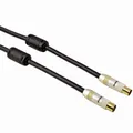 Hama 1,5 m 85 dB Antennen-Kabel Koax Metall-Stecker-Kupplung Vergoldet