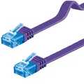 Patchkabel violett 1m flach U/UTP CAT6a DSL-/Netzwerk Ethernet-Kabel 500MHz RJ45