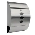 Grafner Design Edelstahl Briefkasten mit Zeitungsfach, abschließbar – 2 Schlüssel inkl., 3 Sichtfenster, Moderne runde Ausführung, einfacher Anbau, inkl. Montagematerial, Postkasten Letter Box