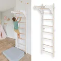 MAMOI® Klettergerüst Indoor, Sprossenwand für kinderzimmer, Turnringe Kinder für Klettern, Kletterwand und spielgeräte, Turngeräte mit Klimmzugstange für drinnen, Sprossenwand für Erwachsene