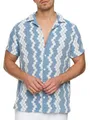 Indicode Herren INCosby Kurzarmhemd mit Button-Down-Kragen | Herrenhemd gestreift Kurzarm Hemd Blue, M