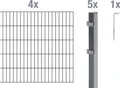 Alberts Doppelstabmatten Zaun, Höhe 80 cm, Länge 8 m, Zaun-Komplettset zum Einbetonieren, anthrazit, Pfosten 60x40 mm
