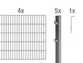 Alberts Einstabmattenzaun DSM-Grundset6/5/6anth2000x800/8PF60x40, 650650 Doppelstabmattenzaun als 10 tlg. Zaun-Komplettset verschieden