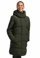 MARIKOO Damen Winterjacke (XS-6XL) - Wasserabweisend, teils mit Fleece, hochstehender Kragen, Steppjacke mit Kapuze, Warme Jacke Frauen - N008 (S, DOlive)