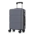 YONSLY Trolley Reisekoffer Suitcase, Rollkoffer Handgepäck, Kabinenkoffer mit 4 Rollen 360°, Hartschalenreisekoffer, Zahlenschloss, Weicher Gummigriff (M, Grau)