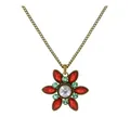Konplott: Kette/Anhänger Margarita, sehr moderner Margariten-Blütenanhänger mit Emaille, Perle und Kristallsteinen, inklusive Kette, für Damen/Frauen (orange-hellgrün)