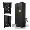 Juskys Aktenschrank aus Metall - 180x80x40 cm, 2 Türen, abschließbar & höhenverstellbar - Schwarz