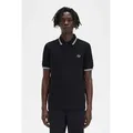 Fred Perry für Herren. M3600 Polo Twin Tipped schwarz (XXL), Lässig, Baumwolle, Kurzarm