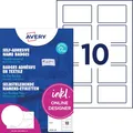 AVERY Zweckform J4785-20 Namensetiketten (200 Namensaufkleber, 80x50mm auf A4, selbstklebend, bedruckbare Textiletiketten für Inkjetdrucker, rückstandsfrei ablösbar) 20 Blatt, weiß