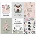 Papierdrachen Weihnachtskarten Set - 12 liebevoll gestaltete Postkarten zu Weihnachten - Kunstdruck zum Verschicken, Pakete dekorieren - Grußkarte Weihachten - Winter Pastell Karten Set 15