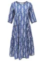 GURU SHOP Boho Sommerkleid, Bedrucktes Wadenlanges Kleid - Indigo, Damen, Size:M