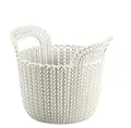 Curver 226385 Deko Korb, Strick/Kunststoff, rund, 23 x 19 x 18,5 cm, 3 l, elfenbeinfarben
