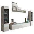 Wohnwand Vera 4-tlg. ca. 240x130 cm  Grau/Weiß