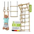 Juskys Sprossenwand für Kinder - Indoor Klettergerüst mit Turnringen, Klimmzugstange, Strickleiter