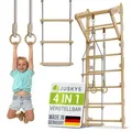 Juskys Sprossenwand für Kinder - Indoor Klettergerüst mit Turnringen und Strickleiter