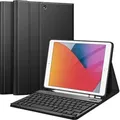 Fintie Tastatur Hülle für iPad 10.2 Zoll (9/8/ 7 Generation - 2021/2020/2019), Soft TPU Rückseite Gehäuse Schutzhülle mit Pencil Halter, magne... - Schwarz