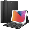 FINTIE Tastatur Hülle für iPad 10.2 Zoll (9/8/ 7 Generation - 2021/2020/2019), Soft TPU Rückseite Gehäuse Schutzhülle mit Pencil Halter, magnetisch Abnehmbarer Tastatur mit QWERTZ Layout, Schwarz