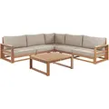 Garten Ecksofa Mit Tisch 5-sitzer Timor Modular Zertifiziertes Akazienholz Hellbraun