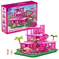 Barbie The Movie - MEGA Puppenhaus für Filme Fans,Konstruktionsspielzeug für Erwachsene, Nachbildung des Traumhauses, enthält 4 kleine Puppenr, HPH26