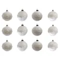 Kaemingk Weihnachtsbaumkugel, Weihnachtskugeln Glas mit Spitze und Federn 8cm klar / weiß, 12er Set weiß