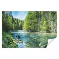 Wallarena Fototapete Wald Natur See Wohnzimmer Schlafzimmer 3D Vlies Tapete, Premium Halbmatt Glatt Vlies, See, Landschaft, Wald, Natur, (Packung, Vlies Fototapete), Fototapete Wohnzimmer Schlafzimmer - Vliestapete inklusive Kleister grün 3.5 m x 2.5 m