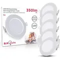 5er Set LED Bad Einbaustrahler - flach, 230V, 5x 3W, IP65, neutralweiß, 86 mm, weiß - Weiß