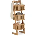 Relaxdays Badregal Bambus 3 Körbe Hellbraun