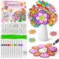 Bastelset Kinder ab 6 Jahre Blumen Malset, Geschenke für Mädchen 7 8 9 10 11 Jahren, DIY 3D Blume Basteln Malen Set für Kinder Kreatives Spielzeug Geburtstagsgeschenk Mädchen 5-12 Jahre