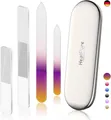 Glasnagelfeile und Shiner - 4PC doppelseitig geätzte Kristall Nagelfeilen und