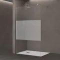 doporro Duschwand für Dusche Duschabtrennung 110x200cm Walk-In Dusche 10mm ESG-Sicherheitsglas Milchglas-Streifen inkl. Nanobeschichtung Bremen02MS