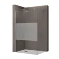 doporro Luxus Duschwand für Dusche Duschabtrennung 110x200cm Walk-In Dusche 10mm ESG-Sicherheitsglas Milchglas-Streifen inkl. Nanobeschichtung Bremen02MS