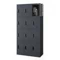 Jan Nowak Wertfachschrank 3B4A Fächerschrank Schließfachschrank mit 12 Fächern Metallspind Umkleideschrank Stahlblech Pulverbeschichtung Farbwahl 185 cm x 90 cm x 40 cm (H x B x T) (Anthrazit)