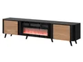 MIRJAN24 TV-Schrank Volare 200 EF mit Kamin (mit zwei Drehtüren) 200x39x49 cm, Realistische LED-Flamme