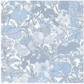 Profhome Vliestapete 377566-GU Blumen Tapete Dschungel matt grau blau weiß 5,33 m2, glatt, matt, (1 Rolle, 5,33 qm), Vliestapete in graublau blau|grau 0.53 m x 10.05 m