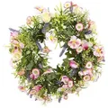 Viana Dekokranz Blumenkranz Künstliche Deko Frühjahr Rosa Creme Lavendel 33cm