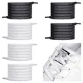 Schnürsenkel Ohne Binden, 6 Paar Elastische Schnürsenkel mit Metallkapsel, Schnürsenkel Schleifenlose Schuhbänder mit Kapseln, No Tie Shoelaces für Sneaker, Laufschuhe, Sporschuhe (Schwarz+Weiß)