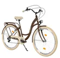 MILORD Damenfahrrad Citybike Komfort Retro Bike Hollandrad Vintage Fahrrad, 26, 28 Zoll, 7-Gang (Braun, 26 Zoll)