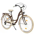 Milord Cityrad Damenfahrrad Citybike Komfort Fahrrad, 26/28 Zoll, 7-Gang Braun, 7 Gang, (Fahrradständer, Gepäckträger, Klingel, Kotflügel)
