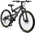 Licorne Bike Strong 2D Premium Mountainbike Shimano,Farbe:Schwarz/Lime;Zoll:29.00