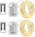 BXROIU 2 x50Leds Silbernedraht Micro LED Lichterkette Batteriebetrieb 8 Programm