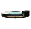 vidaXL Poolleiter Whirlpool-Umrandung Schwarz Polyrattan und Akazienholz