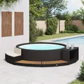 vidaXL Whirlpool-Umrandung Schwarz Poly Rattan & Massivholz Akazie
